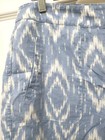 Chico's Women's Size 1/US 8 Crop Linen Pants Wide Leg Blue/White Ikat Pattern — photo 2