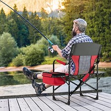 COSTWAY Folding Camping Chair, Heavy-Duty Director Chair Supports 400lbs for -