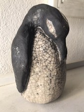 RAKU SUPERBE MANCHOT EMPEREUR CRAQUELÉ