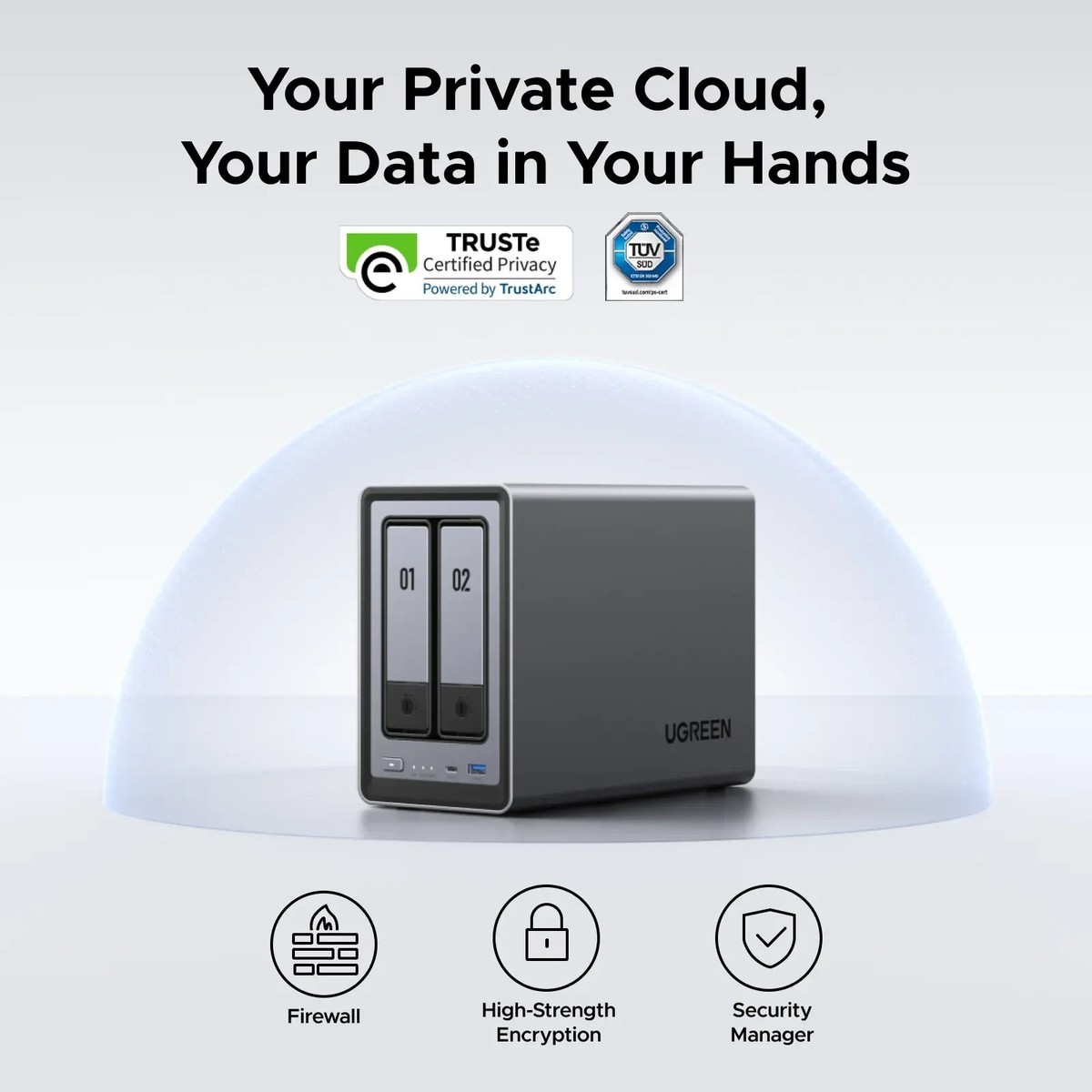 UGREEN NASync DXP2800 2-Bay NAS Custom HDDs 8‑76TB AI RAID Seagate