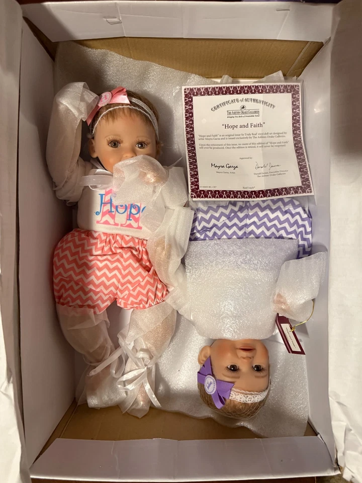 Ashton Drake Hope and Faith So Truly Real Twin Baby Doll Set Por Mayra Garza NRFB Foto 2 de 4