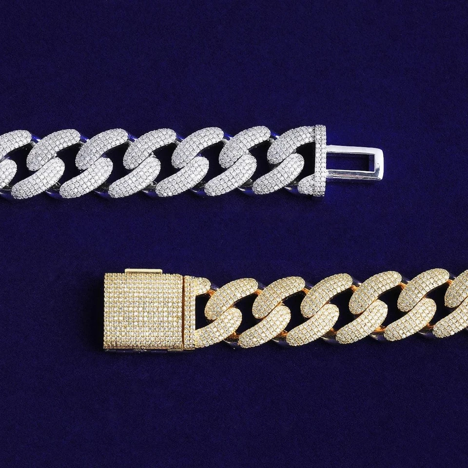 Corte Clásico | Diamante Circonita cúbica 20 mm 5A+ Piedras Miami Eslabón Cubano Hip Hop Cadena Collar Foto 3 de 4
