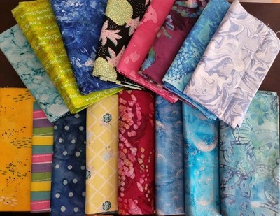 Selection Of 16 Pieces Of Fabric Quilting Sewing