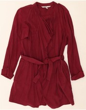 ZARA Womens Trafaluc Long Sleeve A-Line Dress UK 10 Small Burgundy Lyocell CV07