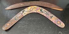Unusual Vintage Boomerangs 1 Hand Painted The Other Carved With Animals