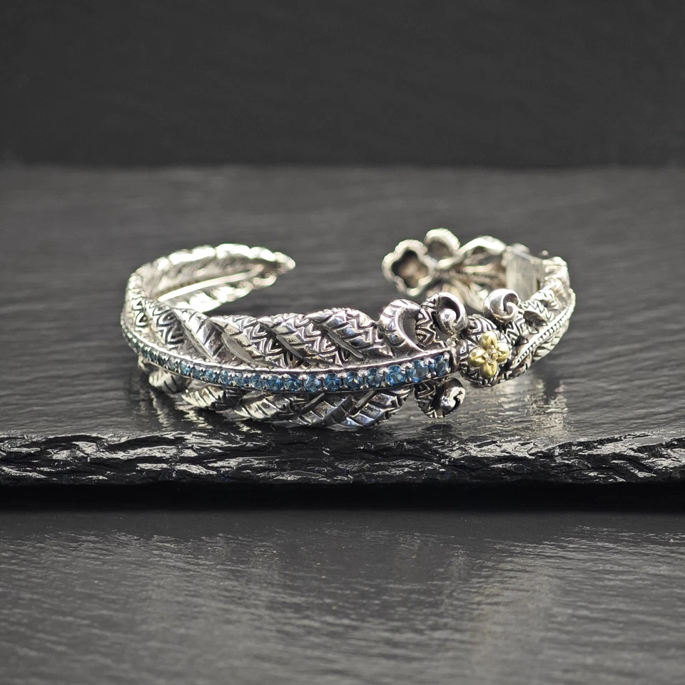 Pulseira de prata esterlina topázio ouro 18K Bixby China - Imagem 4 de 4