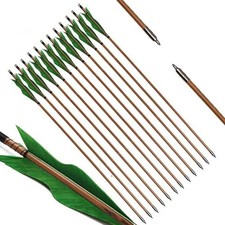 Archery Bamboo Arrows 32 inch Hunting Arrow for Recurve Longbow Pack of 12 