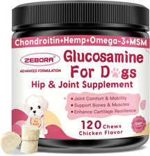 Glucosamine for Dogs, Joint Supplement for Dogs, Chondroitin, MSM, Hemp, Turmeri
