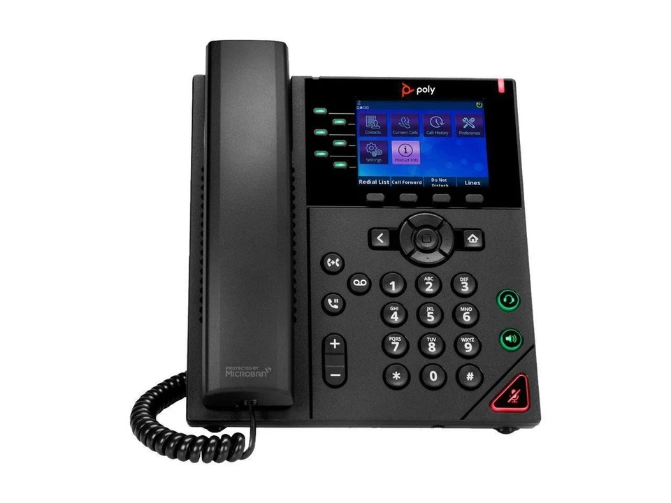 HP Poly VVX 350 IP Phone and PoE enabled, Corded Desktop Wall Mountable Phone, - Image 2 of 4