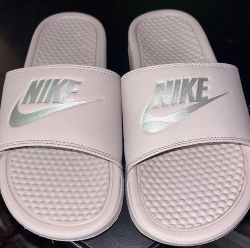 Sandali donna Nike Benassi rosa rosa argento slip on misura 9 sandali