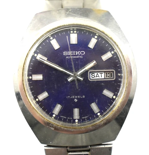 Vintage Seiko Automatic Day Date Calendar 17J 6109-8029-P Wrist Watch Runs lot.r