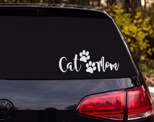 Cat Mom Paw Prints Vinyl Decal Sticker Custom Car Laptop  Cat Lover Gift