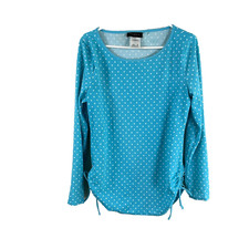 Talbots Miraclesuit Size M Blue Polka Dot Swim Ruching Rash Guard UPF 50