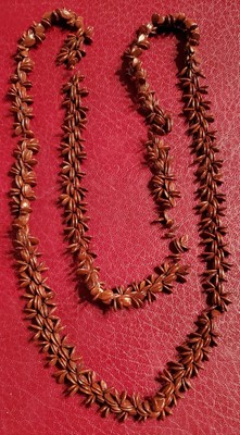 Vintage Koa Apple Seed Hawaiian Visitor Lei Necklace 37''