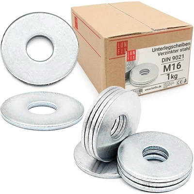 LUN FIX Rondelle M16 DIN 9021 acciaio zincato piatte rondelle di supporto Flat Washers