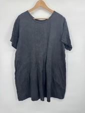 Flax Womens Large Black Tunic Dress Linen Pockets Lagenlook Art Teacher Smock