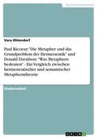 Paul Ricoeur: Die Metapher Und Das Grundproblem Der Hermeneutik Und Donald...