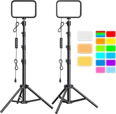 2-Pack RGB Photography Lighting, Studio Lights with Adjustable Tripod Stand and 