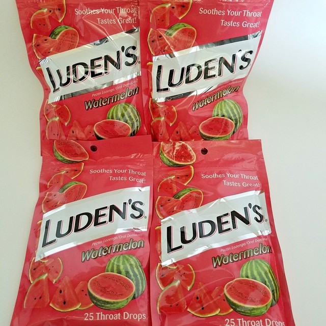 Luden's GREEN APPLE Set of (4) 25 ct Throat Drops, EX 2020 (4 packs