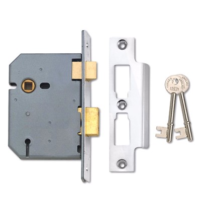 Union 2277 Chrom Stirnseite 3 Hebel Einsteckflügelschloss 75 mm Gehäusetiefe