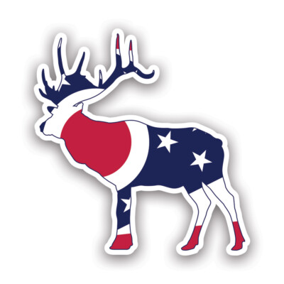 Ohio Deer Shaped Flag Sticker Decal - Weatherproof - v2 oh stag antlers