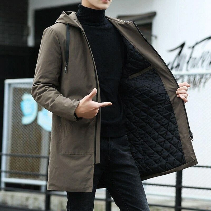 Mens padded store trench coat