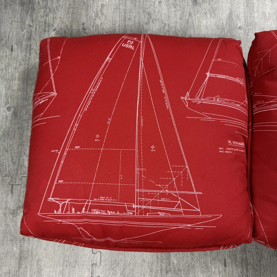 РЕДКАЯ P3 USRL VOYAGER RALPH LAUREN ПАРУСНЫЙ КРАСНЫЙ ПЕЧАТЬ МОРСКОЙ ЛОДКИ БРОСИТЬ ПОДУШКИ - Изображение 3 из 4