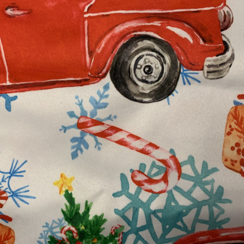 Christmas Tree Skirt Red Truck Pattern 36" Diameter Red Ties Fabric NEW - Picture 4 of 6