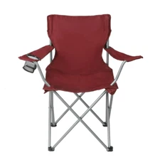 (NEW) Red Camping Folding Chair with Cup Holder and Carry Bag, Collapsible, 1PK