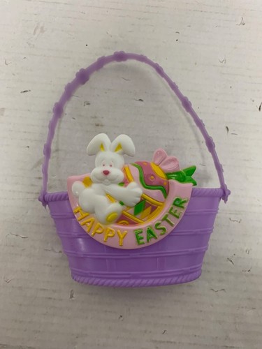 Set of 2 Plastic Pink Purple Happy Easter Bunny Spring Candy Gift Decor Basket - Picture 6 of 10