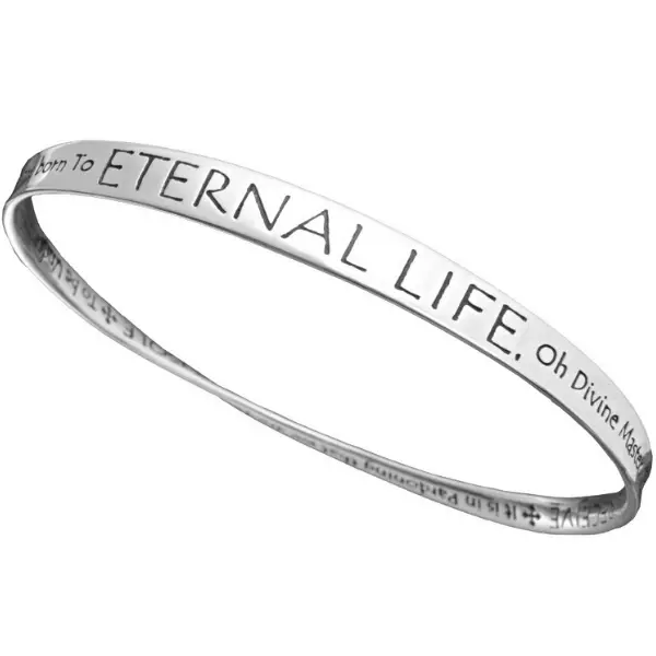 STERLING SILVER St Francis Prayer Eternal Life Bangle Bracelet Made in the USA