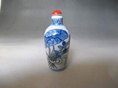 CH1076 Chinese Doucai Blue and white flower porcelain Snuff Bottle have mark - Picture 4 of 18