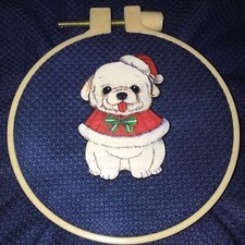 Wooden Christmas Puppy Needle Minder