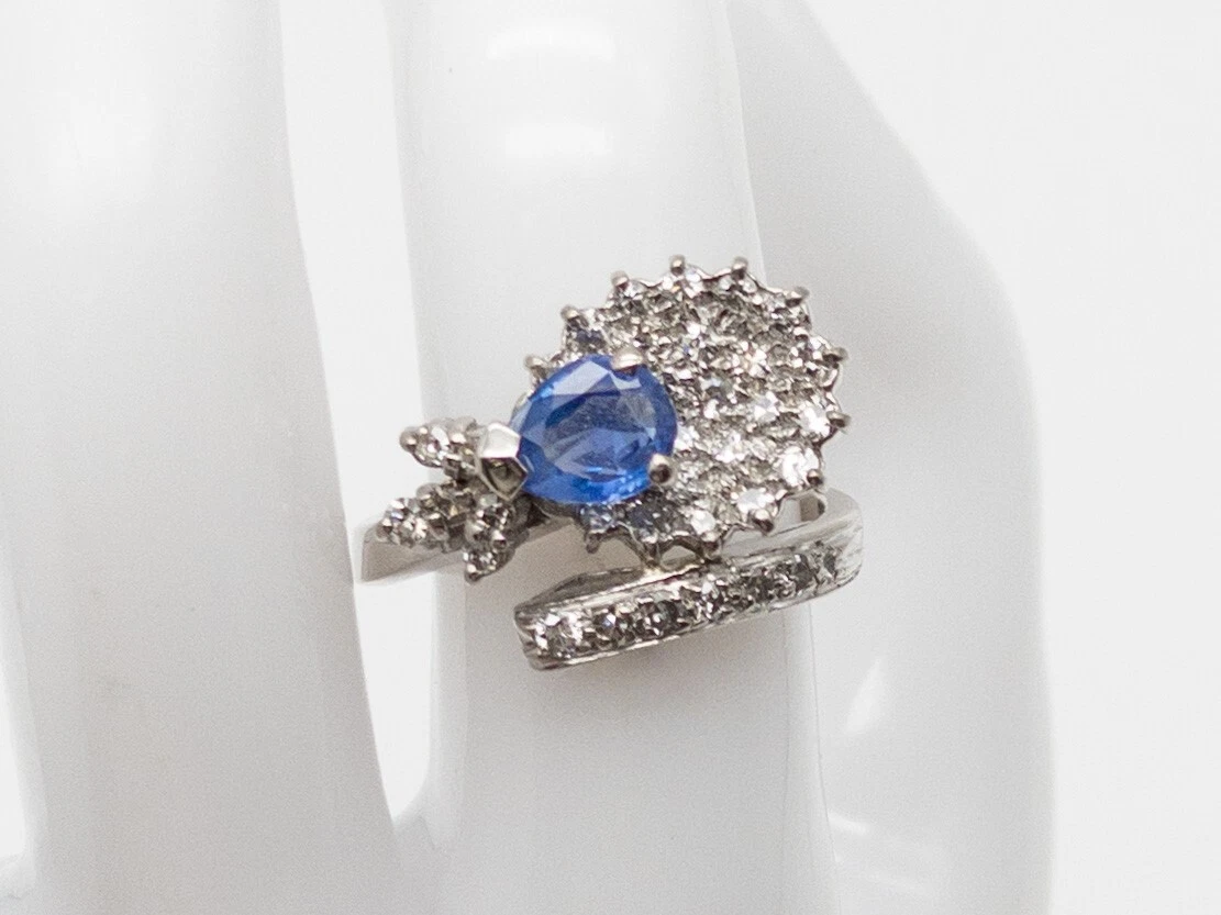 Vintage 5000 2ct Certified NO HEAT Blue Sapphire Diamond 18k
