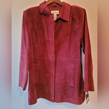 Vintage Cherokee Dark Red 100% Leather Longline Dark Academia Zip Jacket Nwt Xl