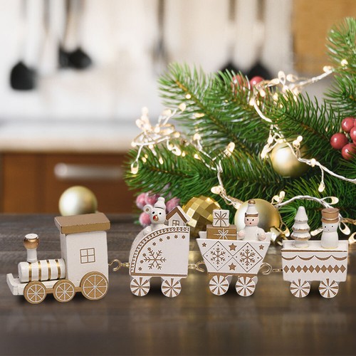 Lindo Mini Tren de Navidad de Madera Adornos de Tren Adornos de Navidad Regalo para Niños - Imagen 5 de 26