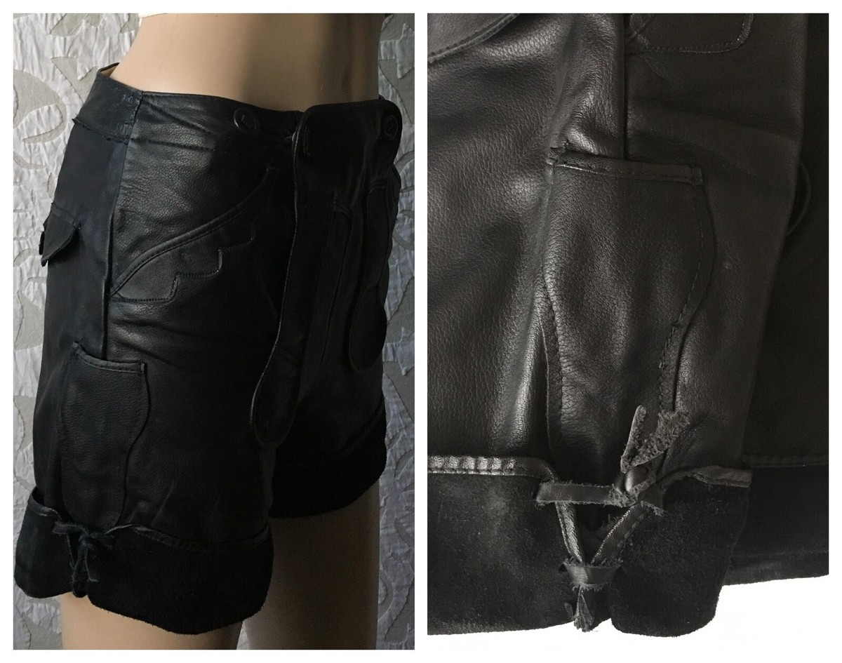 PAX00100 ♥ ONE SIDE POCKET SUEDE LEATHER SHORT PANTS Vintage 60s Zig Zag Brand Suede Leather Shorts Hot Pants San