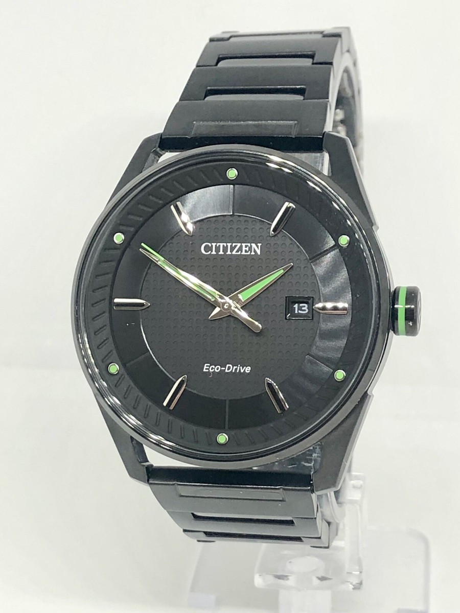 Citizen Men's Eco-Drive Black Dial Green Details 42mm Watch Citizen Men's Eco-Drive Black Dial Green Details 42mm Watch