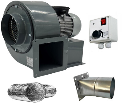 Flex Mit Absaugung Durchfluss Regler Radialventilator Mit Regler & Flansch – Leistungsstarkes Zentrifugal-Gebläse Zur Luftabsaugung, Inkl. Flexrohr Abflussrohr Flexibel Uzman Radialgebläse