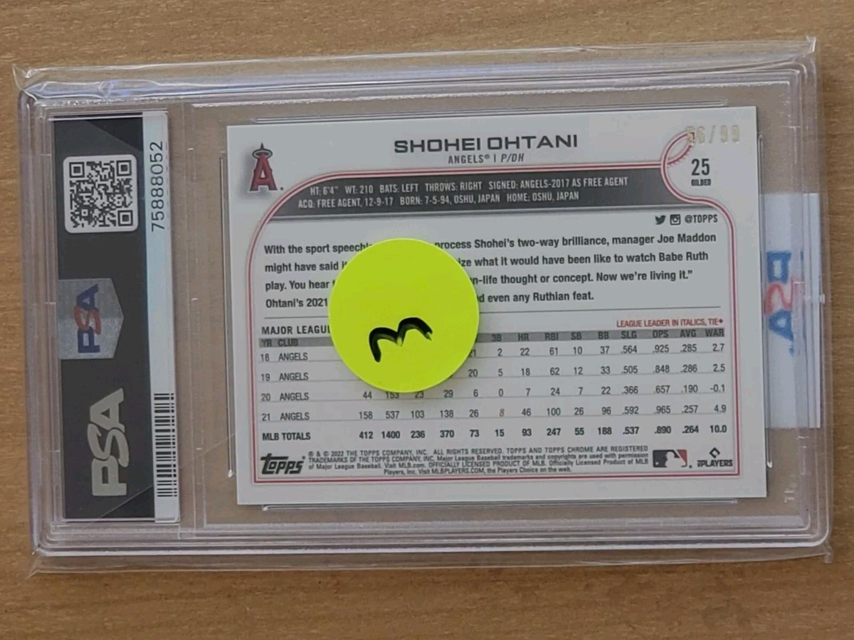 大谷翔平 2022 Topps Chrome Gold /25 PSA 10 PSA 10 SHOHEI OHTANI AUTO 2022 Topps Stadium Club Chrome