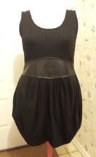 Hypnotik Little Black Dress Faux Leather Belted Sleeveless Cocktail Womens Sz LG