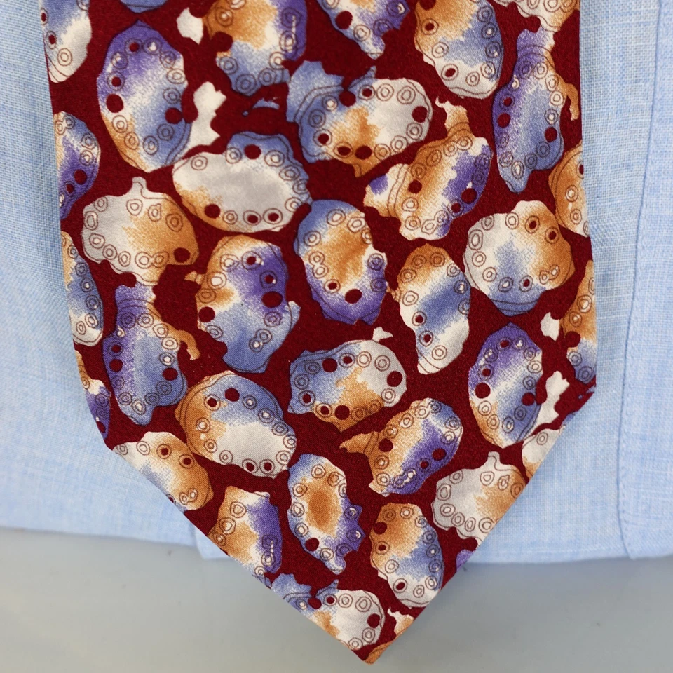 Галстук Foulard мужской красный бордовый акварель абстрактное искусство классический галстук HALSTON - Изображение 2 из 4