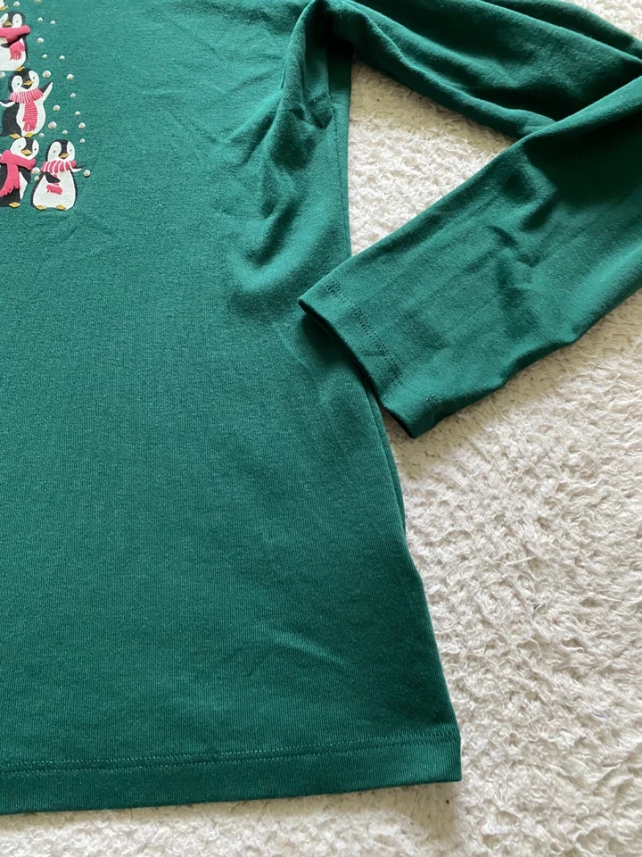 Camiseta Karen Scott Mujer Pingüino Cuentas Manga Larga Cuello Barco Verde Talla M Foto 2 de 4
