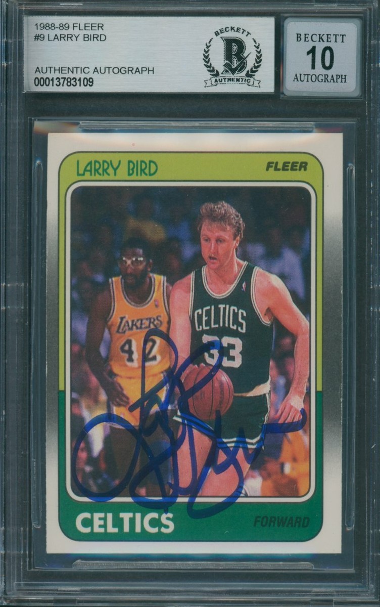 1988/89 Fleer #9 Larry Bird Beckett Authentic Signed Auto 10 *3109