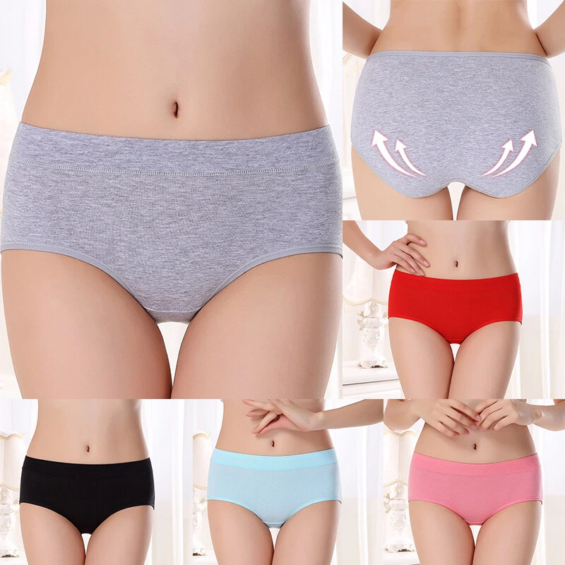 Women Cotton Shorts Underpants Briefs Panties Mid Waist Comfort Soft  Underwear