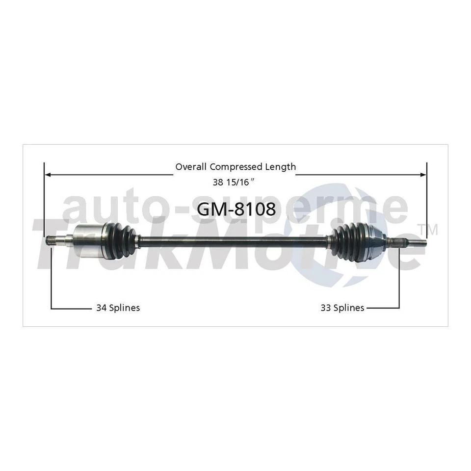 Para Pontiac Phoenix 2.8L 1980-1984 TrakMotive CV eje medio eje juntas delanteras 2x Foto 4 de 4