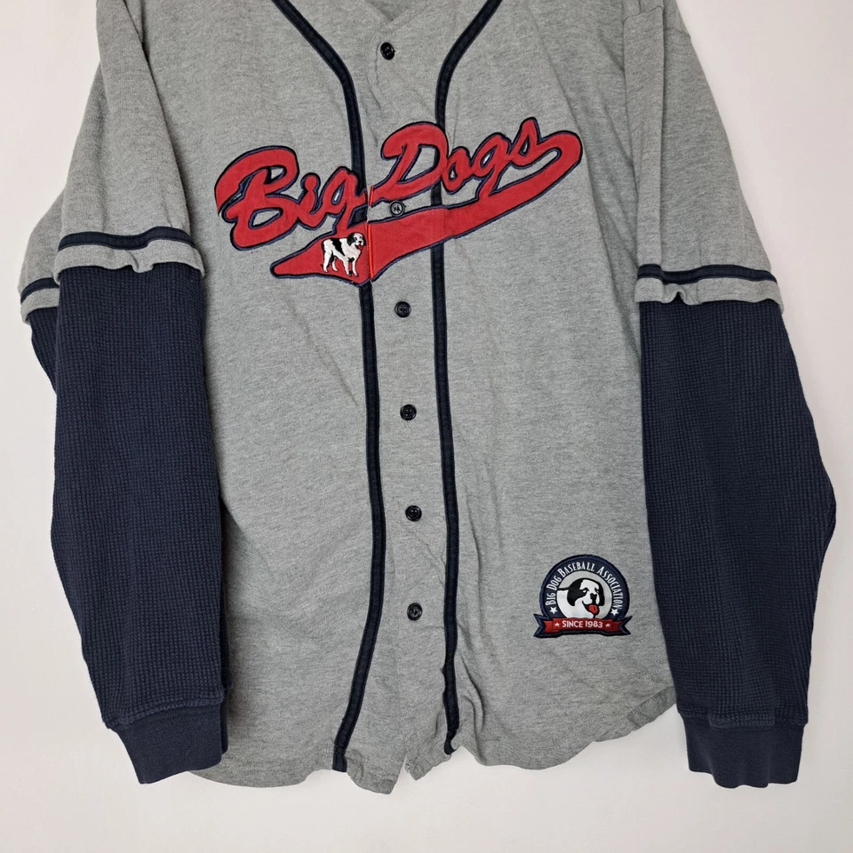Camisa de béisbol vintage Big Dogs para hombre mediana estilo botón delantero L/S Foto 3 de 4