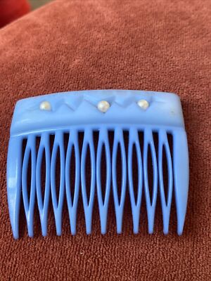 Barrette Vintage Buch Deichmann Danemark 1980 - Plastique Motif Fleur Avec Strass - Triangle