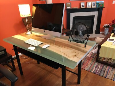 Clear Epoxy Resin Computer Desk Modern Epoxy Furniture For Home Decor