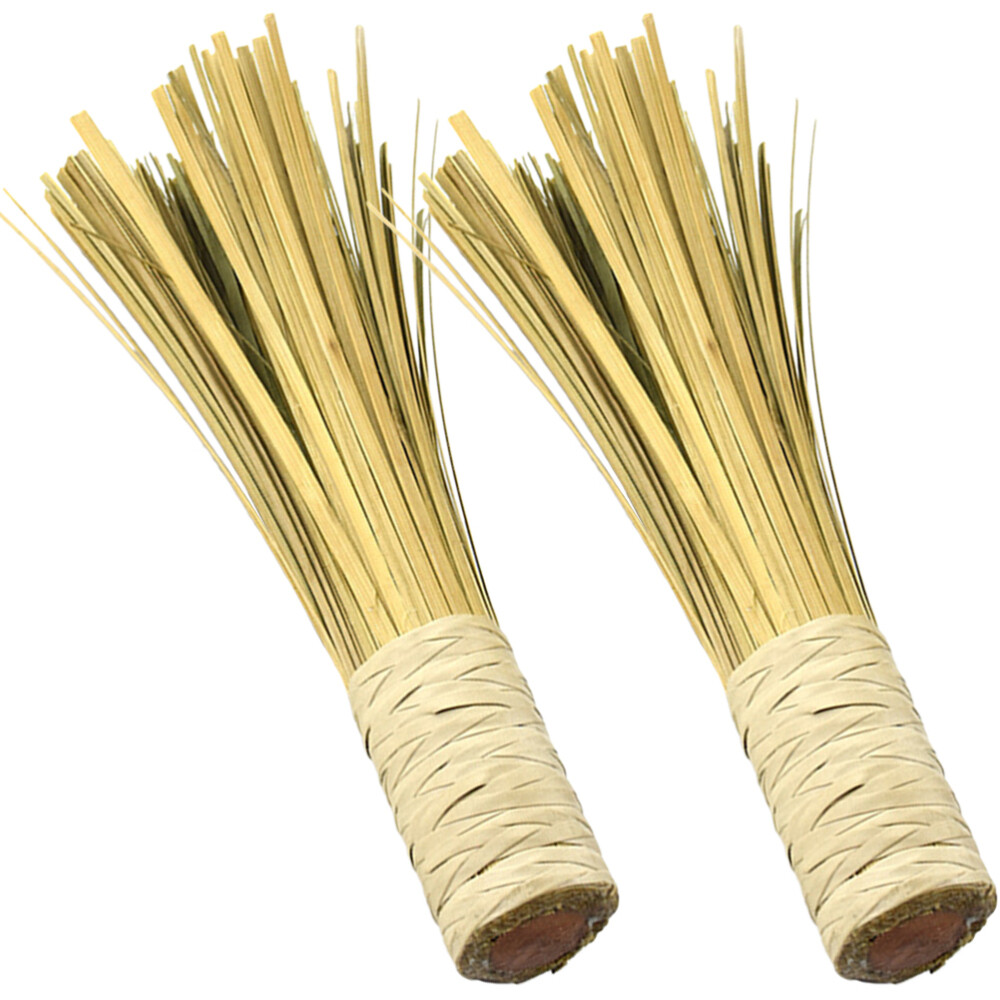 Bamboo Wok Brush 2Pcs Kitchen Cleaning Scrubber for Cooking Skillet
